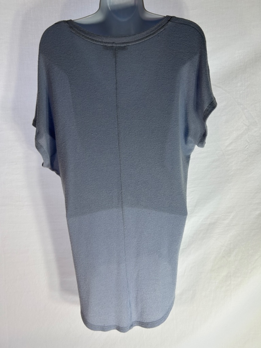 Women's V-Neck Short Sleeve Knit Top - Slate Blue - Picture 2 of 4